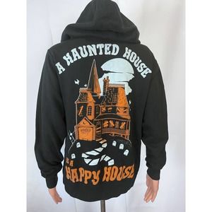 Black craft xs black Halloween hoody haunted house ghosts cotton blend